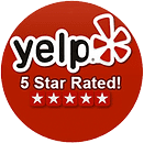 5 Star Rated on Yelp 5-star rated yelp logo badge