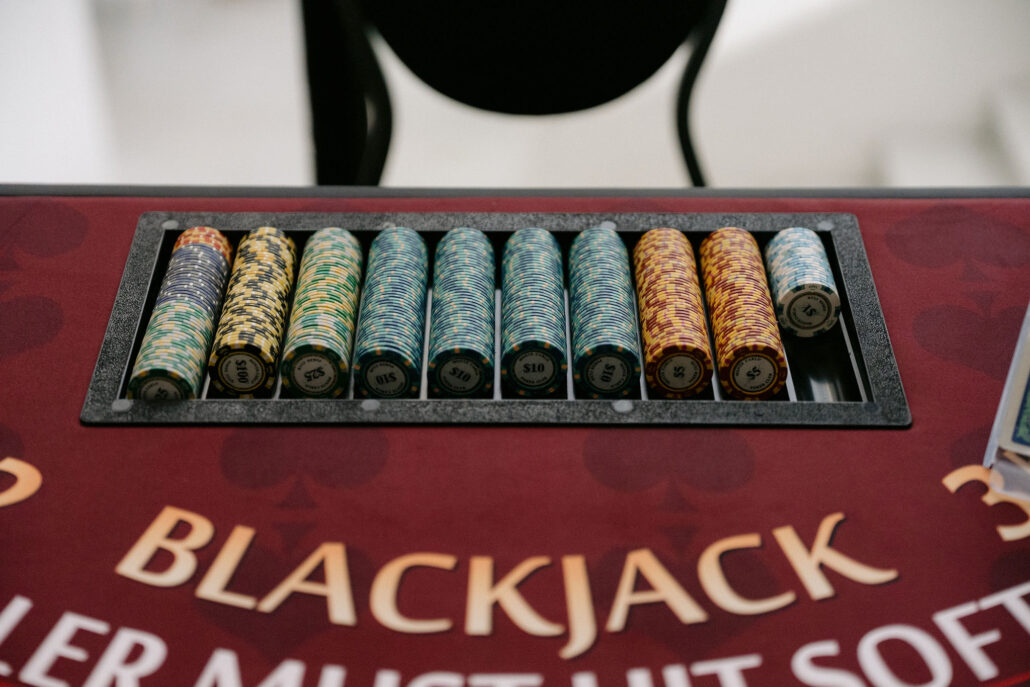 Poker chips from the blackjack table of DJ Franco Events